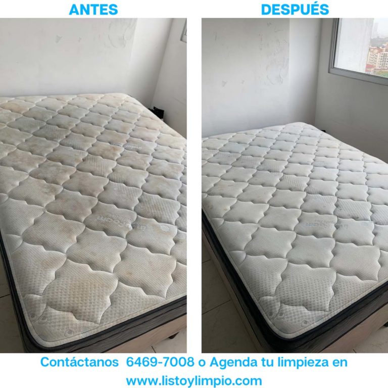 Antes y después de limpieza profunda de colchón en Panamá