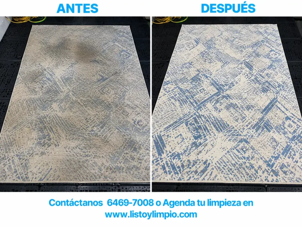 Antes y después de la limpieza profesional de una alfombra
